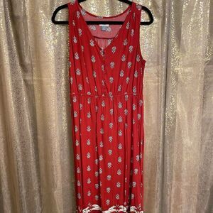 Old Navy Brick Red Paisley Print Sleeveless Maxi Dress, Large‎